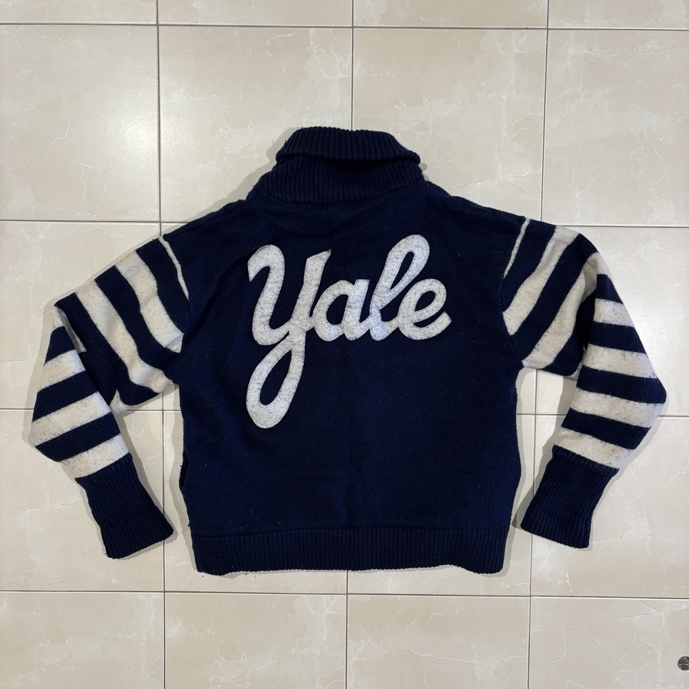 Vintage Stall & Dean Yale Wool Varsity Sweater Cardigan Striped Men's 2XL RARE